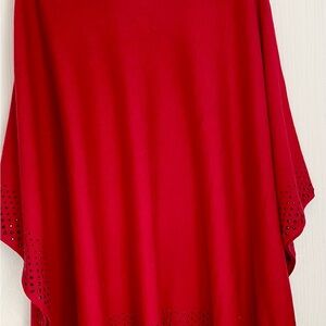 Chico's Red Studded Sweater Poncho